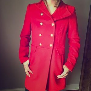 Red Military Style Peacoat